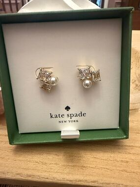 Kate Spade Victoria Clear/Gold Post Earrings